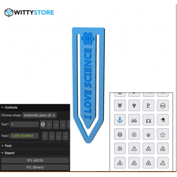 3D Bookmark Maker - Customizable shape, text & symbols