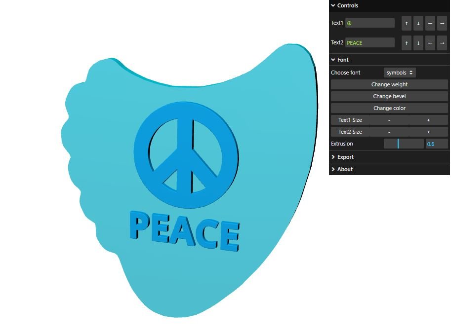 Peace guitar pick made with Pick Maker example
